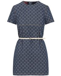 Ferragamo Short-Sleeve Belted Maxi Dress in White | Lyst