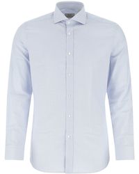 Corneliani Buttoned Long Sleeved Striped Shirt - Blue