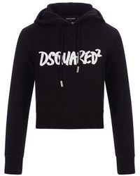 DSquared² - Logo Printed Cropped Hoodie - Lyst
