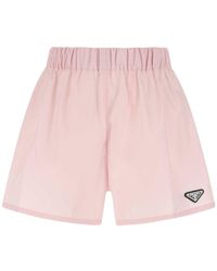 Prada Logo Patch High-waisted Shorts - Pink