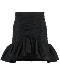 Patou - Gathered Techno Satin Mini Skirt - Lyst
