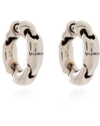 Balenciaga - Brass Earrings With Logo, - Lyst