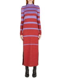 Rabanne - Metallic Stripe Knitted Midi Dress - Lyst