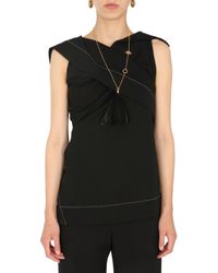 Jil Sander Top With Straight Neck And Viscose Draping - Black