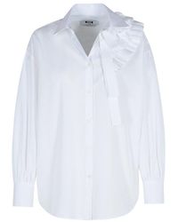 MSGM - Ornamental Draped Cotton Shirt - Lyst