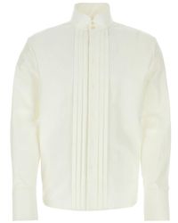 Saint Laurent - Pleated Long-sleeved Shirt - Lyst