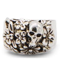 Alexander McQueen - The Floral Skull Logo Engraved Ring - Lyst