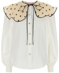 Valentino - Bib Collar Button-Up Shirt - Lyst