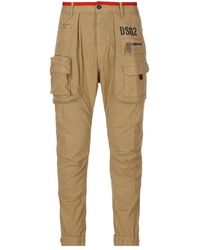 DSquared² - Logo Printed Cargo Trousers - Lyst