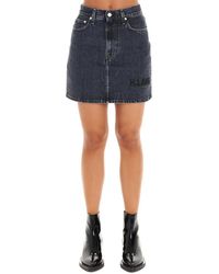 embroidered denim mini skirt