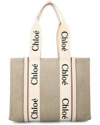 Chloé - Woody Linen Tote Bag - Lyst