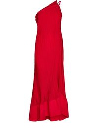 Lanvin - One-shoulder Pleated Long Dress - Lyst