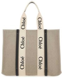 Chloé - Woody Large Canvas & Leather Tote - Lyst