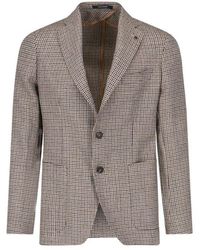 Tagliatore - Micro-houndstooth Patterned Single-breasted Blazer - Lyst