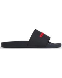 Balenciaga Logo Embossed Open-toe Sandals - Black