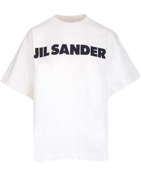 Jil Sander Logo Printed Crewneck T-shirt - White