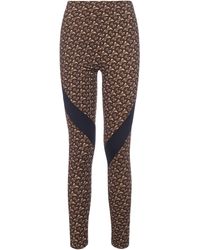 Burberry Colour-block Monogram Print Leggings - Brown