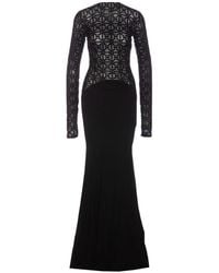 Elisabetta Franchi - Embroidered Flocked Maxi Tulle Dress - Lyst