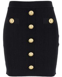 Balmain - Button Detailed High-rise Mini Skirt - Lyst