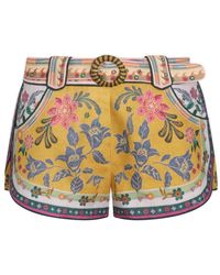 Zimmermann - Mustard Multicolour Cotton Shorts - Lyst