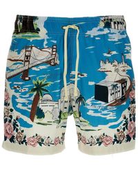 Amiri California Hawaiian Silk Shorts in Blue for Men | Lyst