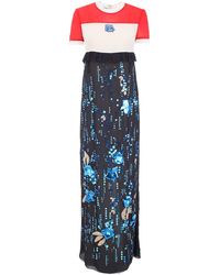 Prada Sequinned Silk-chiffon Gown - Blue