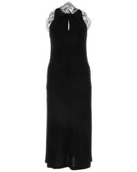 Givenchy - Halter Neck Lace Detailed Midi Dress - Lyst