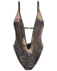 DIESEL - Daisy-Dnm Trompe L'Oeil Denim Printed Swimsuit - Lyst