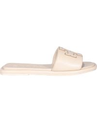 Tory Burch - Double T Logo Patch Slides - Lyst