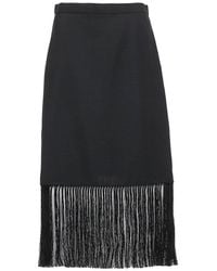 Burberry Fringed A-line Skirt - Black