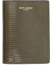 Saint Laurent - Lizard Credit Card Wallet - Lyst