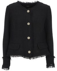 Marella - Frayed Edge Blazer Jacket - Lyst