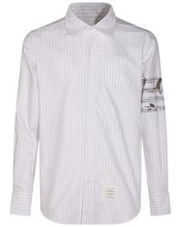 Thom Browne - Motif Embroidered Striped Shirt - Lyst