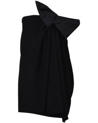 Saint Laurent - Mini Black Dress With Bow - Lyst