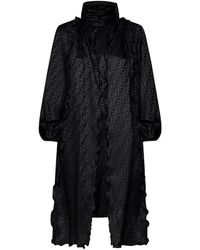 Fendi Ff Jacquard Silk Dress - Black