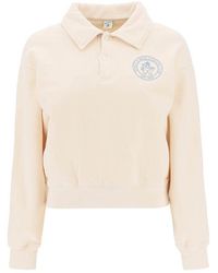 Sporty & Rich - Logo Printed Long Sleeved Polo Sweater - Lyst