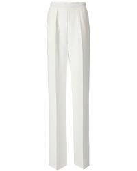 Elisabetta Franchi - Ivory Trousers With Logo - Lyst