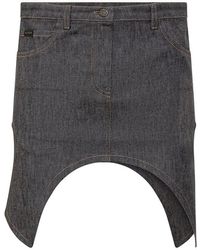 COURREGES 国内買付 REVERSED DENIM SKIRT Courreges Reversed Denim Mini Skirt Hem Asymmetric in Black