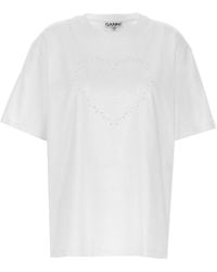 Ganni - Cotton T-Shirt With Logo - Lyst