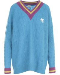 Etro - V-neck Cable-knit Jumper - Lyst