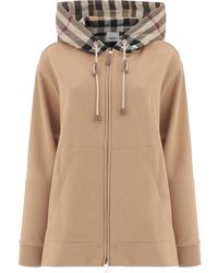 Burberry Checked Zip-up Hoodie - Natural