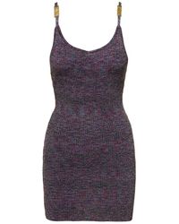 Gcds - Mini Ribbed Dress With Logo Clip Detail On Spagetti Straps In Viscose Blend Woman - Lyst