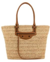 Balenciaga - Le City Medium Raffia Basket Bag - Lyst