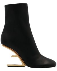 Fendi First Round Toe Ankle Boots - Black