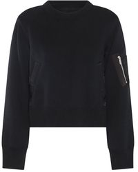 Sacai - Panelled Crewneck Pleated Sweatshirt - Lyst
