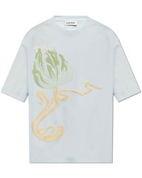 Lanvin - Embroidered T-Shirt, ', Light - Lyst