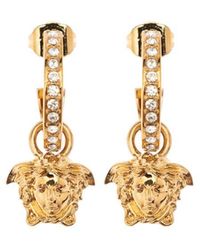 Versace - Woman's Medusa Metal Pendant Earrings With Crystals Detail - Lyst