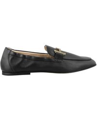 Tod's Double T Leather Loafers - Black
