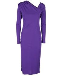 Isabelle Blanche - Asymmetric-Neck Midi Dress - Lyst