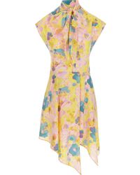 Stella McCartney - Asymmetric-hem Floral Printed Scarf-neckline Dress - Lyst